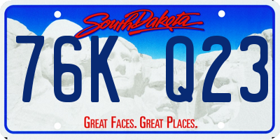 SD license plate 76KQ23
