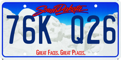SD license plate 76KQ26
