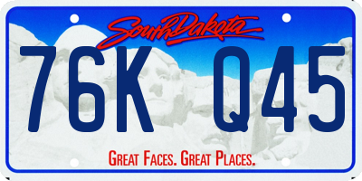 SD license plate 76KQ45