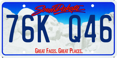 SD license plate 76KQ46