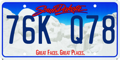 SD license plate 76KQ78
