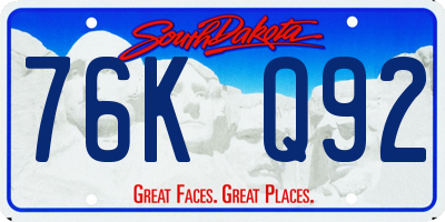 SD license plate 76KQ92