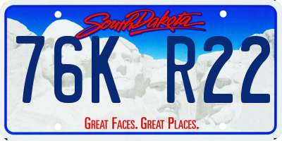 SD license plate 76KR22