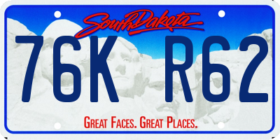 SD license plate 76KR62