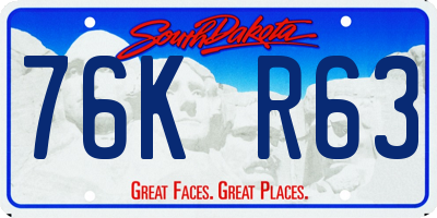 SD license plate 76KR63