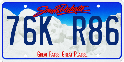SD license plate 76KR86