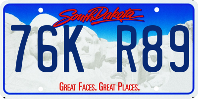 SD license plate 76KR89