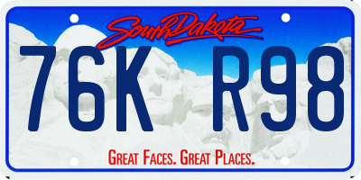 SD license plate 76KR98