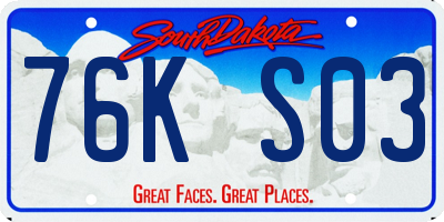 SD license plate 76KS03