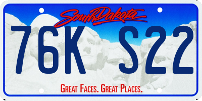 SD license plate 76KS22