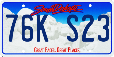 SD license plate 76KS23