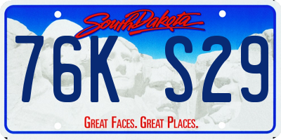 SD license plate 76KS29