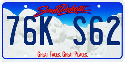 SD license plate 76KS62