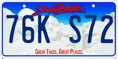 SD license plate 76KS72