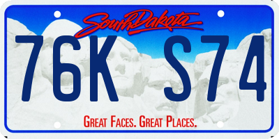SD license plate 76KS74