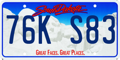 SD license plate 76KS83