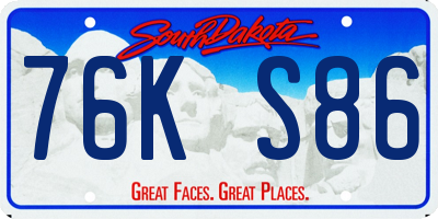 SD license plate 76KS86