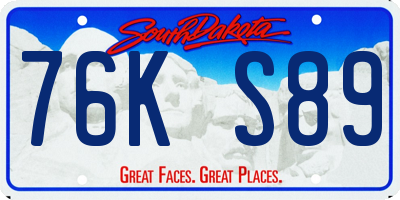 SD license plate 76KS89