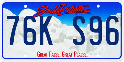 SD license plate 76KS96