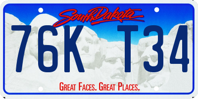 SD license plate 76KT34