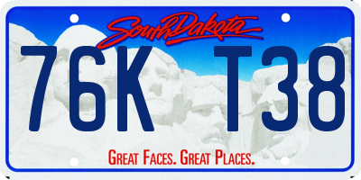 SD license plate 76KT38
