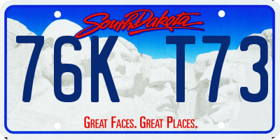 SD license plate 76KT73