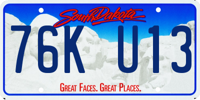 SD license plate 76KU13