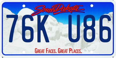 SD license plate 76KU86