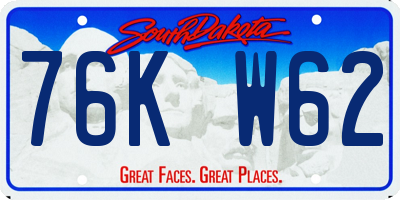SD license plate 76KW62