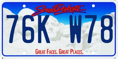 SD license plate 76KW78