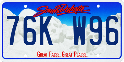 SD license plate 76KW96