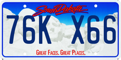 SD license plate 76KX66