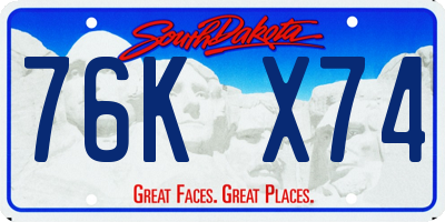 SD license plate 76KX74