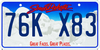 SD license plate 76KX83