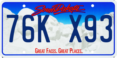 SD license plate 76KX93