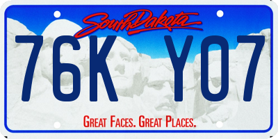 SD license plate 76KY07