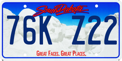 SD license plate 76KZ22
