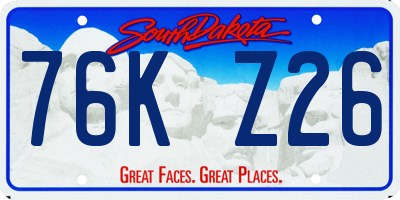 SD license plate 76KZ26