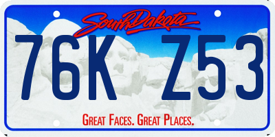 SD license plate 76KZ53