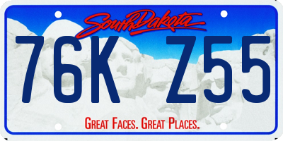 SD license plate 76KZ55
