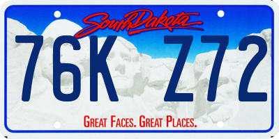 SD license plate 76KZ72