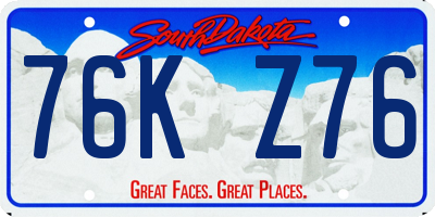 SD license plate 76KZ76