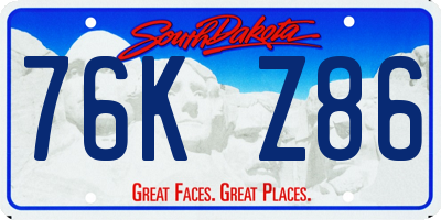 SD license plate 76KZ86