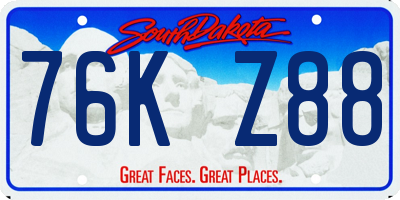 SD license plate 76KZ88