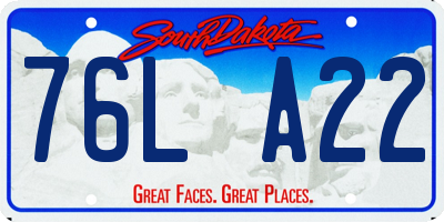 SD license plate 76LA22