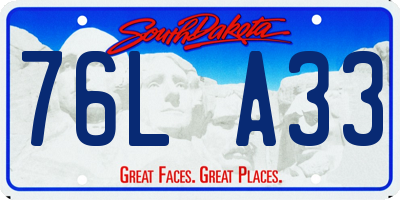SD license plate 76LA33