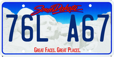 SD license plate 76LA67
