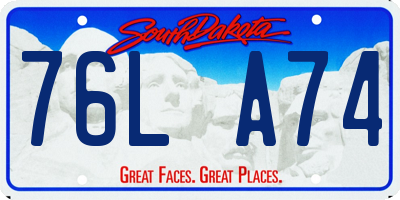 SD license plate 76LA74