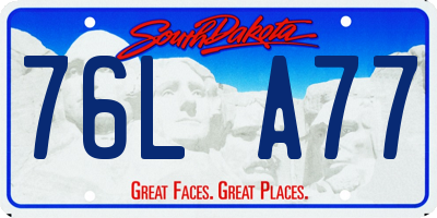 SD license plate 76LA77