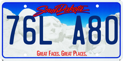 SD license plate 76LA80